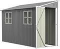 4x10FT Lean to Shed with Floor Frame & Windows, Metal Outdoor Storage Shed, Large Tool Shed for Garden Backyard Patio Storage,Outside Lean to Waterproof Shed, Gray