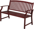 Grand patio 52' Farmhouse Outdoor Bench, Garden Benches with Anti-Rust Aluminum Powder Coated Frame, Faux Wood Grain Finish Frame Patio Bench for Front Porch, Red