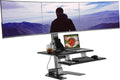 AVLT Electric Standing Desk Converter for Triple 32' Monitors, Motorized Sit to Stand Riser with 28'x16' Tabletop, Large Keyboard Tray, Height Adjustable, Sturdy Base, Small Footprint
