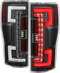 AKKON - Fits 17-19 Ford F250 F350 F450 Super Duty LED Stripe Tube Bar [Blind Spot Monitor] Black Tail Lights Left+Right Pair