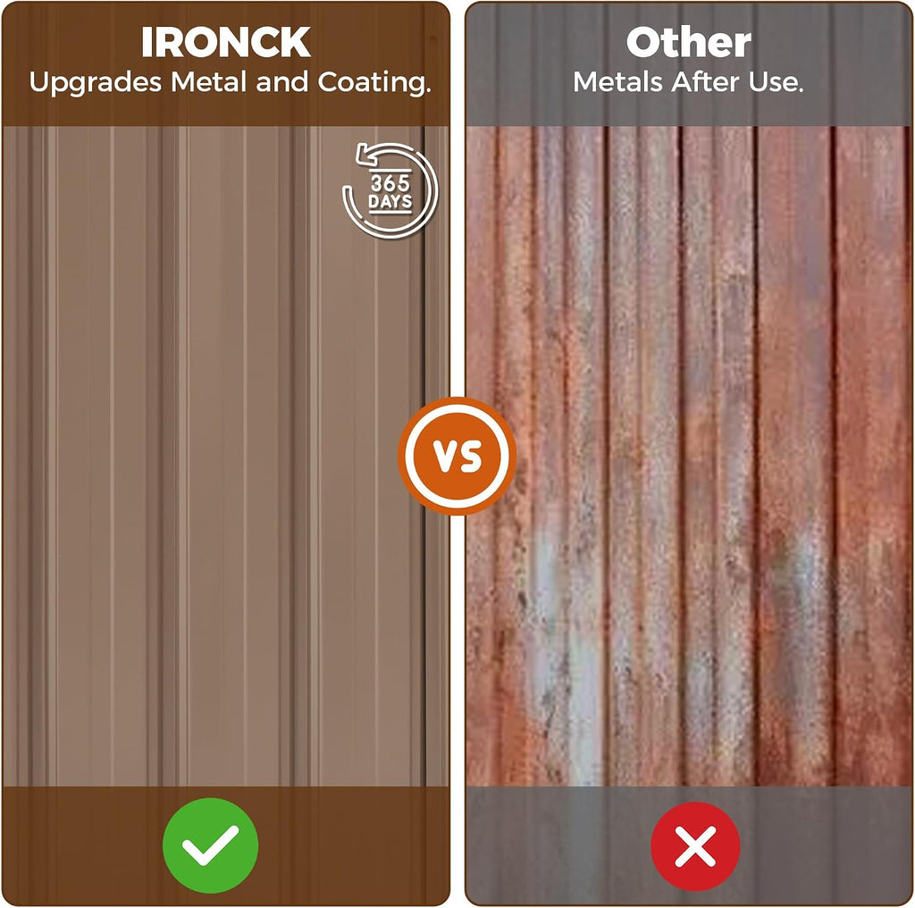 IRONCK 7.7x5.7 FT Storage Shed, Outdoor Metal Tool Shed with Breathable Vents and Lockable Doors, All-Weather Tool Storage for Patio, Outside, Poolside, Brown