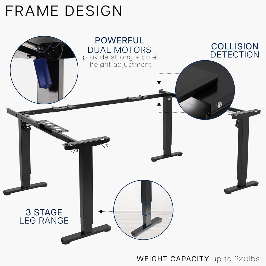 VIVO Large U-Shaped 83 x 60 in Electric Standing Desk, Memory Height Adjustment, Black Top Black Frame, DESK-E4UBB