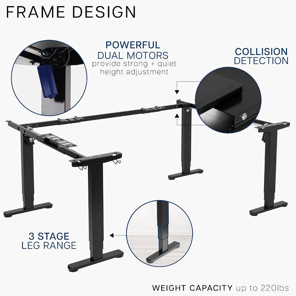 VIVO Large U-Shaped 83 x 60 in Electric Standing Desk, Memory Height Adjustment, Rustic Vintage Brown Top Black Frame, DESK-E4UBN