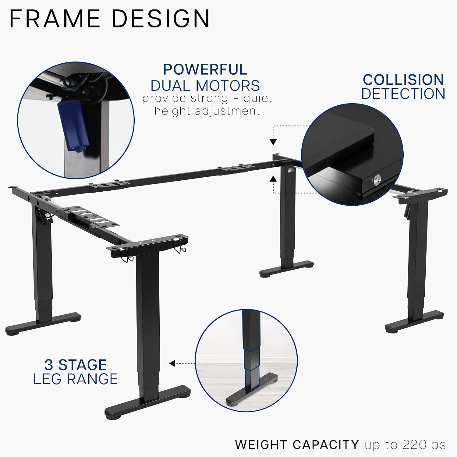 VIVO Large U-Shaped 83 x 60 in Electric Standing Desk, Memory Height Adjustment, Rustic Vintage Brown Top Black Frame, DESK-E4UBN