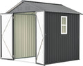 6x6 Ft Outdoor Heavy-Duty Shed, Metal Storage with Vents and Clear Window