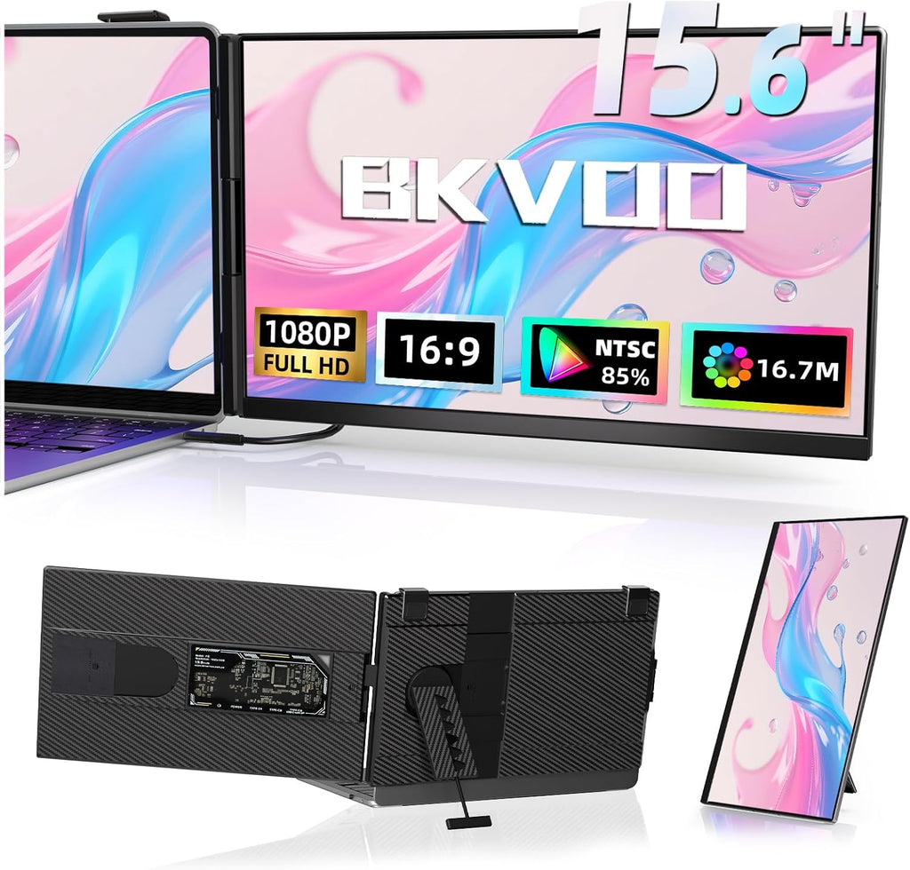 Laptop Screen Extender Dual Monitor - 15.6' Portable Monitor Detachable IPS 1080P FHD 85% NTSC Travel Screen USB-C HDMI Port Compatible with Wins Mac Chrome Dex Fits 13-17' Laptops