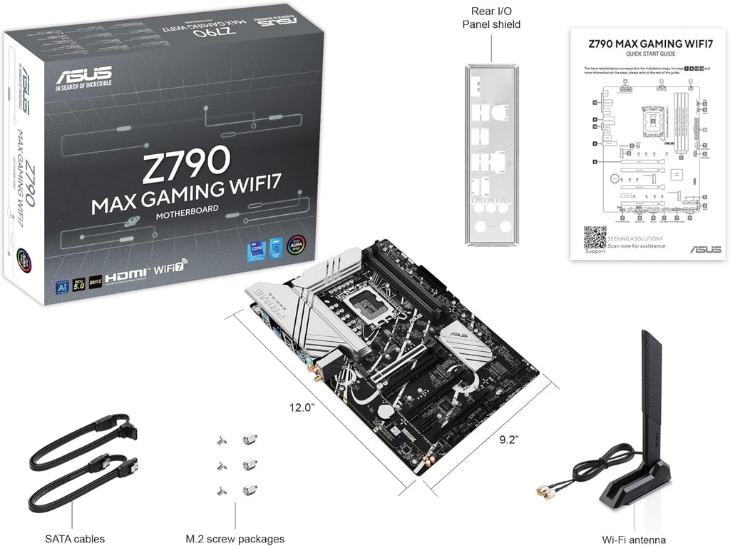 ASUS Z790 MAX Gaming WIFI7 Intel Z790 (LGA 1700) ATX Motherboard with PCIe 5.0, Three M.2 Slots, 14+1 DrMOS, DDR5, WiFi 7, Realtek 1Gb LAN, HDMI, USB 20Gbps Type-C®, Thunderbolt™ (USB4®), Aura Sync