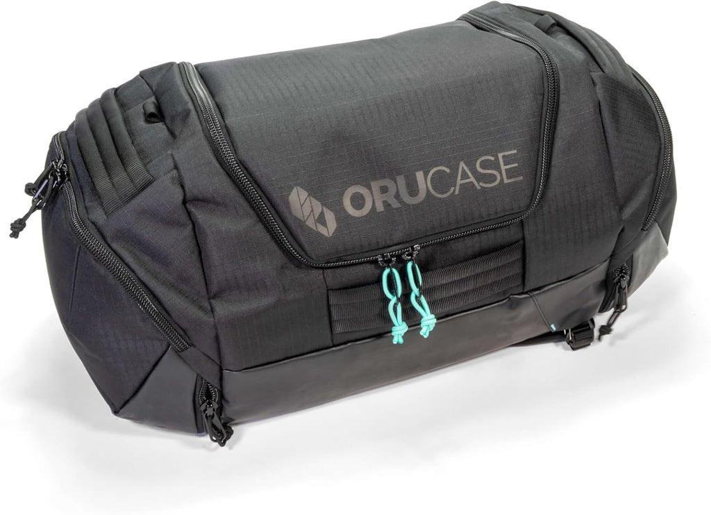 ORUCASE Janus Duffel Bag 55L – Multi-Sport Gear Duffel with Ventilated Shoe Pockets, Removable Stuff Sacks & Convertible Backpack Straps – Travel Gym Bag for Cycling, Running & Skiing - Black