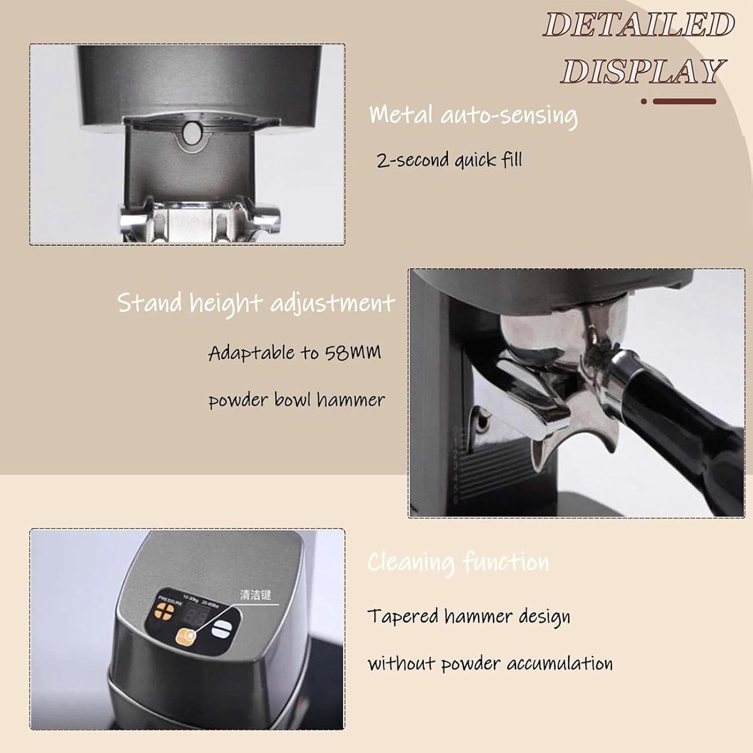 58mm Coffee Tamper - Automatic Bean Powder Press Machine for Expresso - 10-30 KG Adjustable Pressure - Coffee Tool - Easy Clean - for Home Use(PlainWeave)
