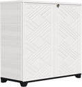 ZZM Indoor/Outdoor Storage Cabinet Waterproof, 34'x15'x34' Plastic Outdoor Storage Box for Garden Balcony Bathroom, All Weather Outdoor Storage Clearance, DIY Usage, with 1 Shelf (White)