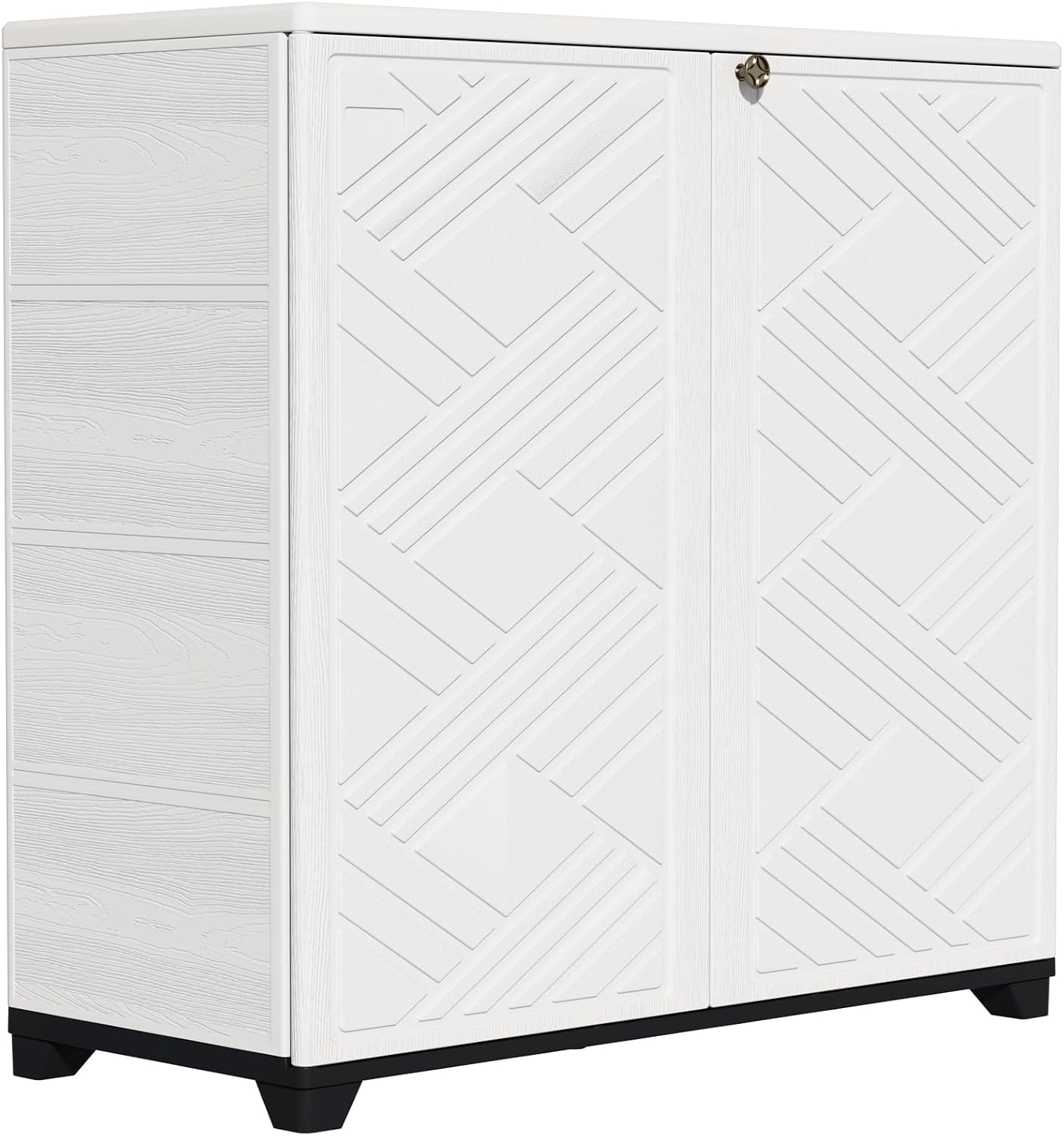 ZZM Indoor/Outdoor Storage Cabinet Waterproof, 34'x15'x34' Plastic Outdoor Storage Box for Garden Balcony Bathroom, All Weather Outdoor Storage Clearance, DIY Usage, with 1 Shelf (White)