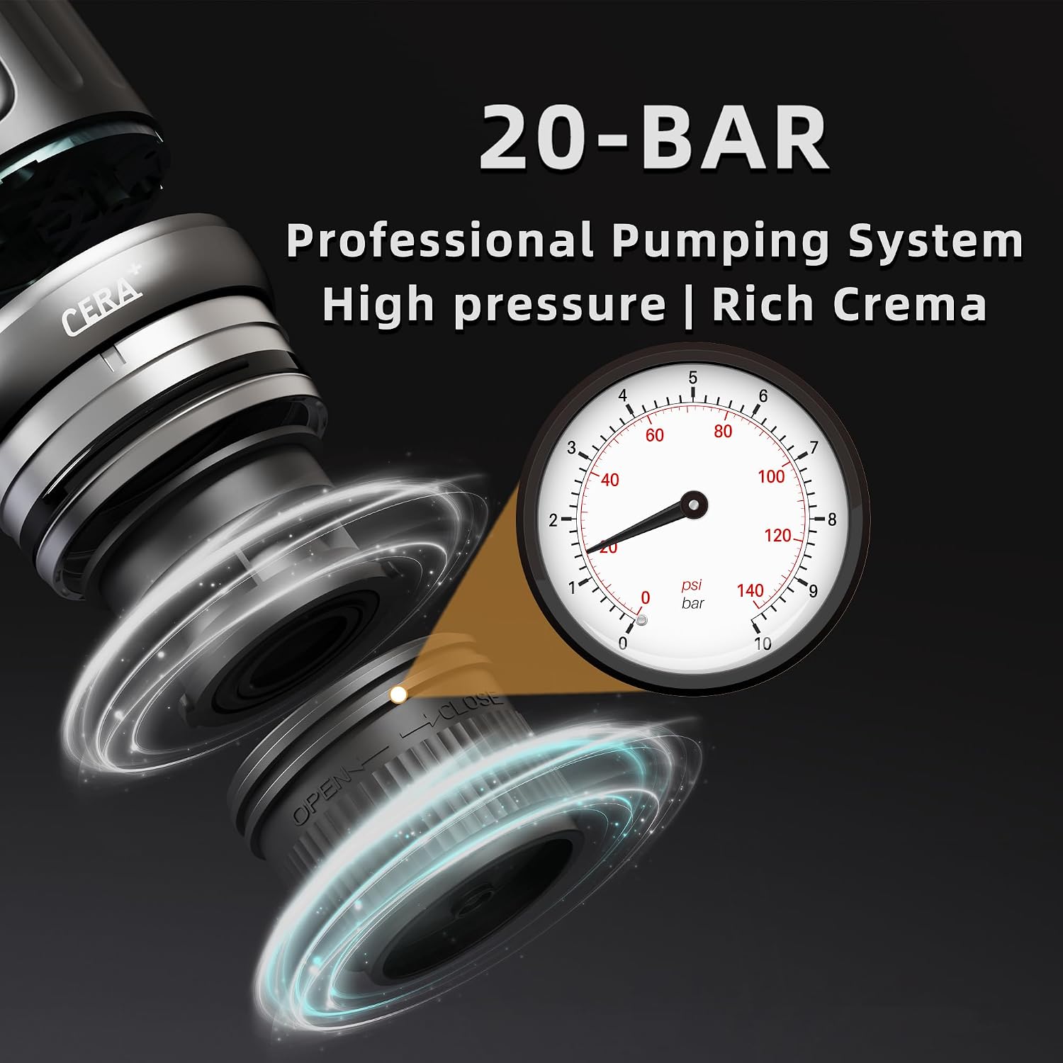 CERA+ Portable Coffee Maker Electric Espresso Machine, Self-Heating 8 Cups per Charge & 20 Bar Small Coffee Maker for Travel & RV, Single Serve Coffee Maker with USB-C Works with NS Capsules & Grounds