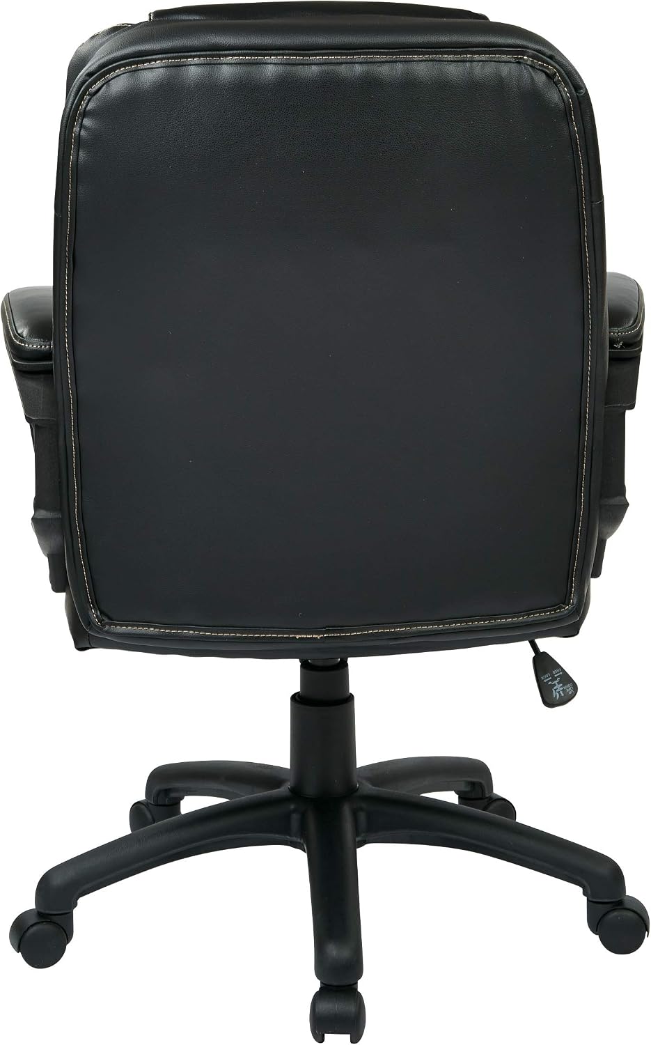 Office Star FL Series Faux Leather Manager's Adjustable Office Chair with Lumbar Support and Padded Arms, Black