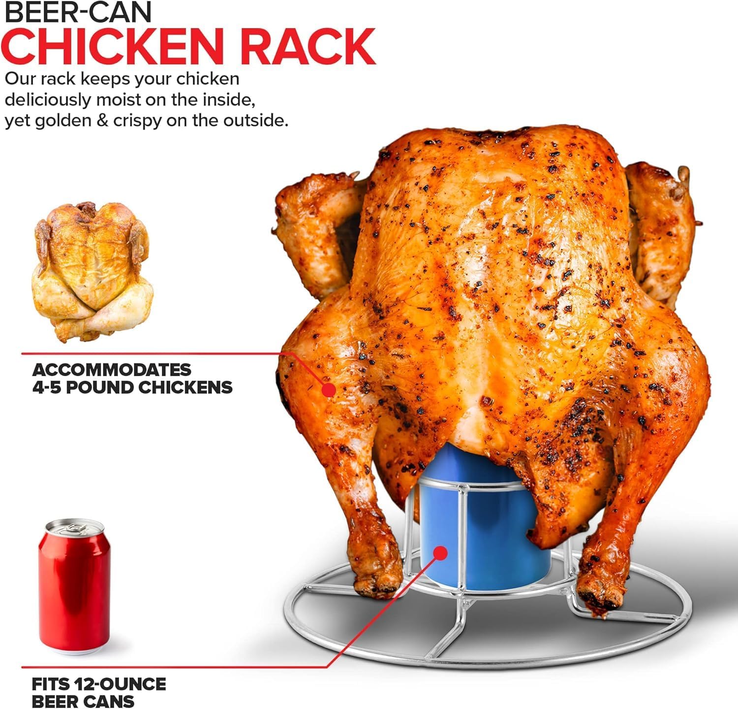 Modern Innovations Grill Rack Set (3 Pack), Chicken Leg Rack, Beer Can Chicken Holder, Rib Rack, Smoker Accessories and BBQ Gift Set