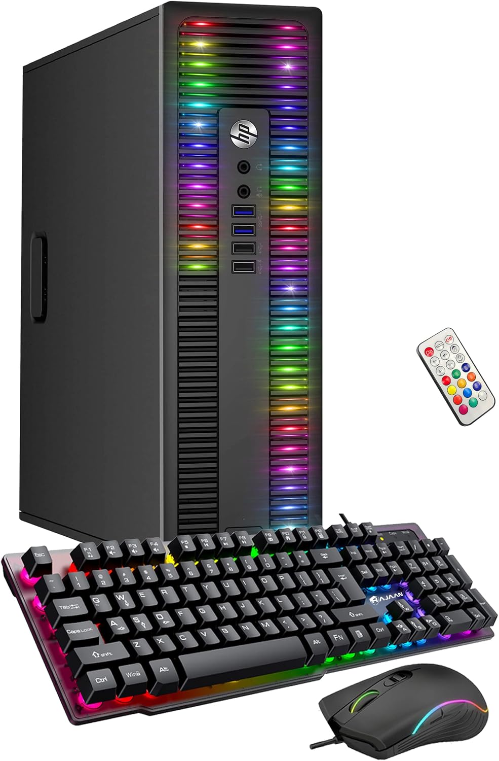 HP RGB Lights Desktop PC ProDesk Computer Intel Core i7 6th Generation Processor 16GB RAM 256GB SSD Windows 11 Gaming PC Keyboard & Mouse (Renewed)