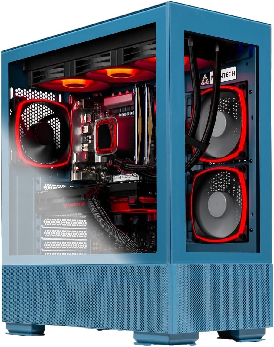 Skytech Gaming Azure Gaming PC, AMD Ryzen 7 7800X3D 4.2GHz, AMD RX 9060XT 16GB, 1TB Gen4 NVMe SSD, 32GB DDR5 RAM 5600, 850W Gold ATX 3 PSU, 360 ARGB AIO, Wi-Fi, Win 11, Desktop