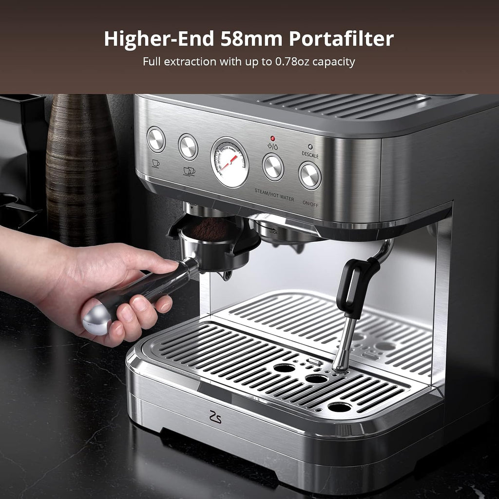 Takywep Professional Espresso Machine with Built-In Grinder and Milk Frother, 15 Bar Cappuccino and Latte Maker, Gift for Coffee Enthusiasts, Mom, Dad