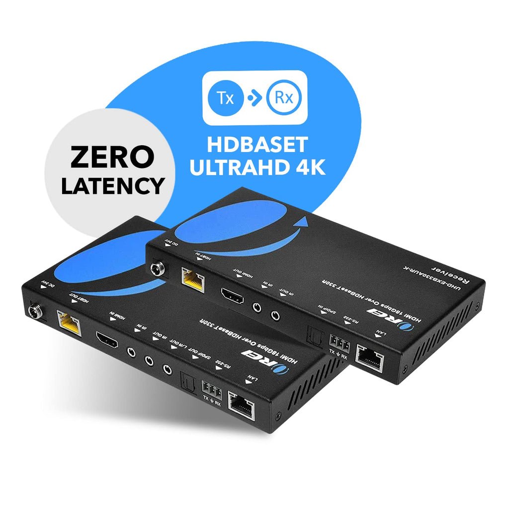 OREI 4K HDMI Extender Balun- HDBaseT UltraHD 4K 60Hz 4:4:4 over Single CAT5e/6/7 Cable with HDR, KVM, CEC, ARC , IR Support, RS-232 - upto 330 Ft