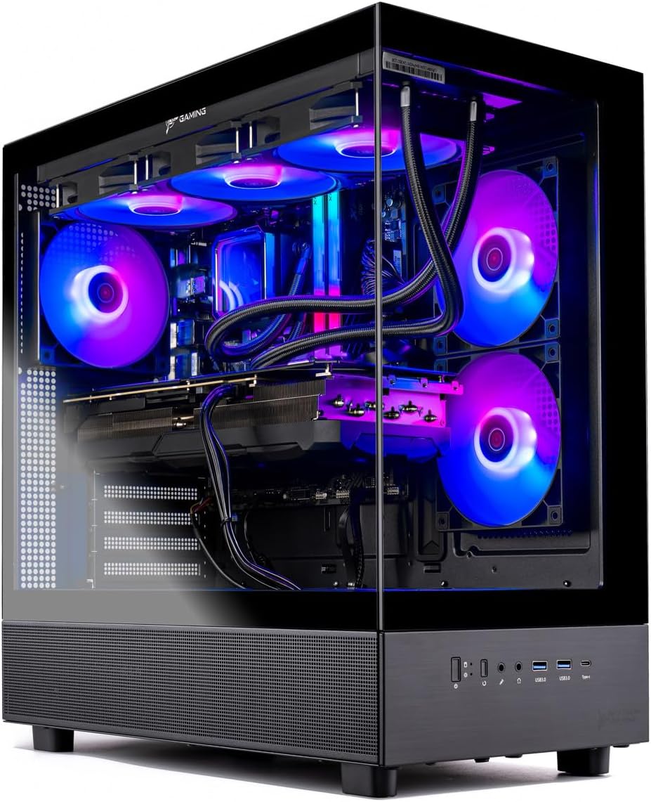 Skytech Gaming Azure 3 Gaming PC, AMD Ryzen 7 9700X 3.8GHz, NVIDIA RTX 5060, 1TB NVMe SSD, 16GB DDR5 RAM 6000, 850W Gold ATX 3 PSU, 360 ARGB AIO, Wi-Fi, Win 11, Desktop