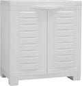 Sunnydaze 25.5' H Resin Garage Storage Cabinet - Garage Cabinet with Doors - Freestanding Utility Storage for Laundry Room, Office, Basement - Speckled White