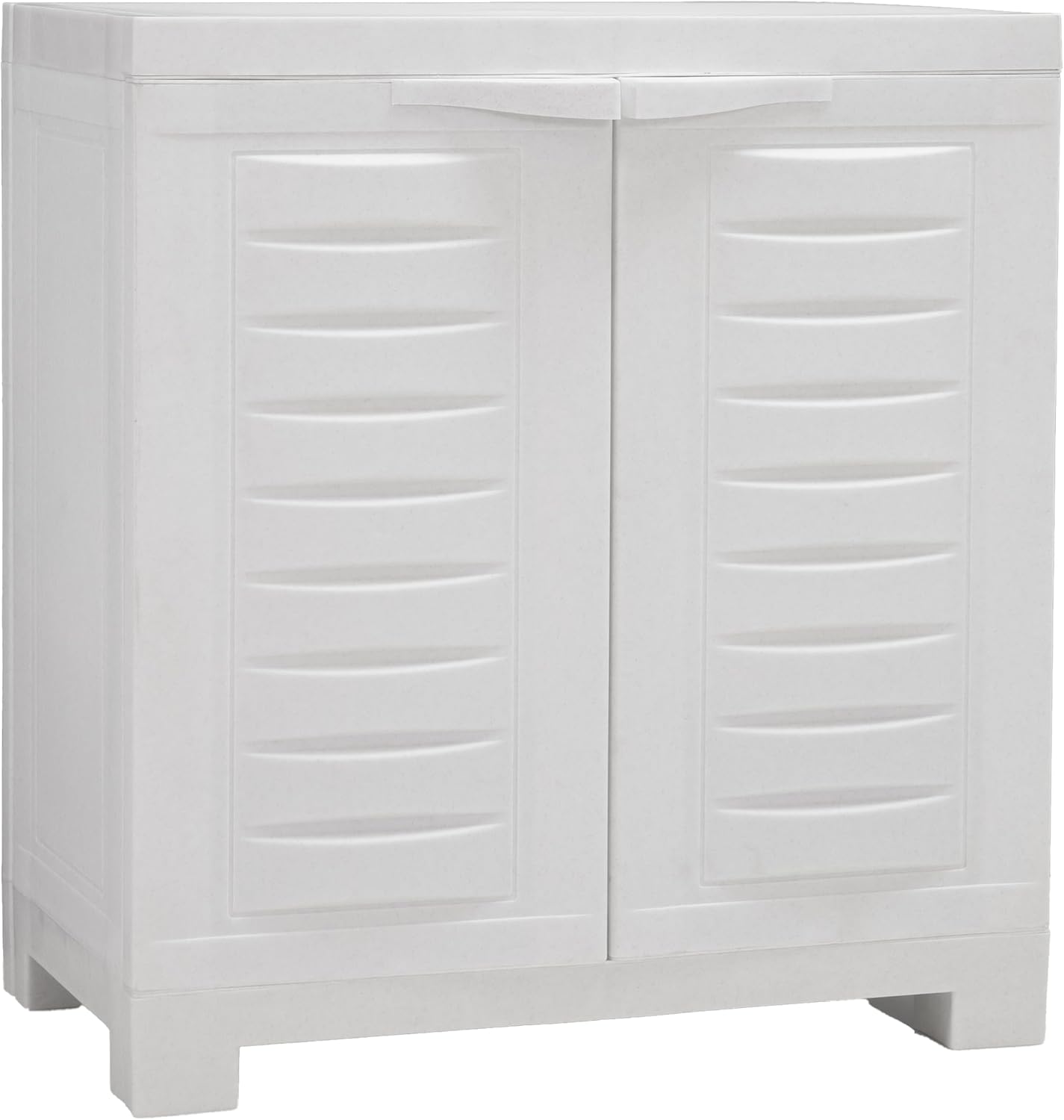 Sunnydaze 25.5' H Resin Garage Storage Cabinet - Garage Cabinet with Doors - Freestanding Utility Storage for Laundry Room, Office, Basement - Speckled White