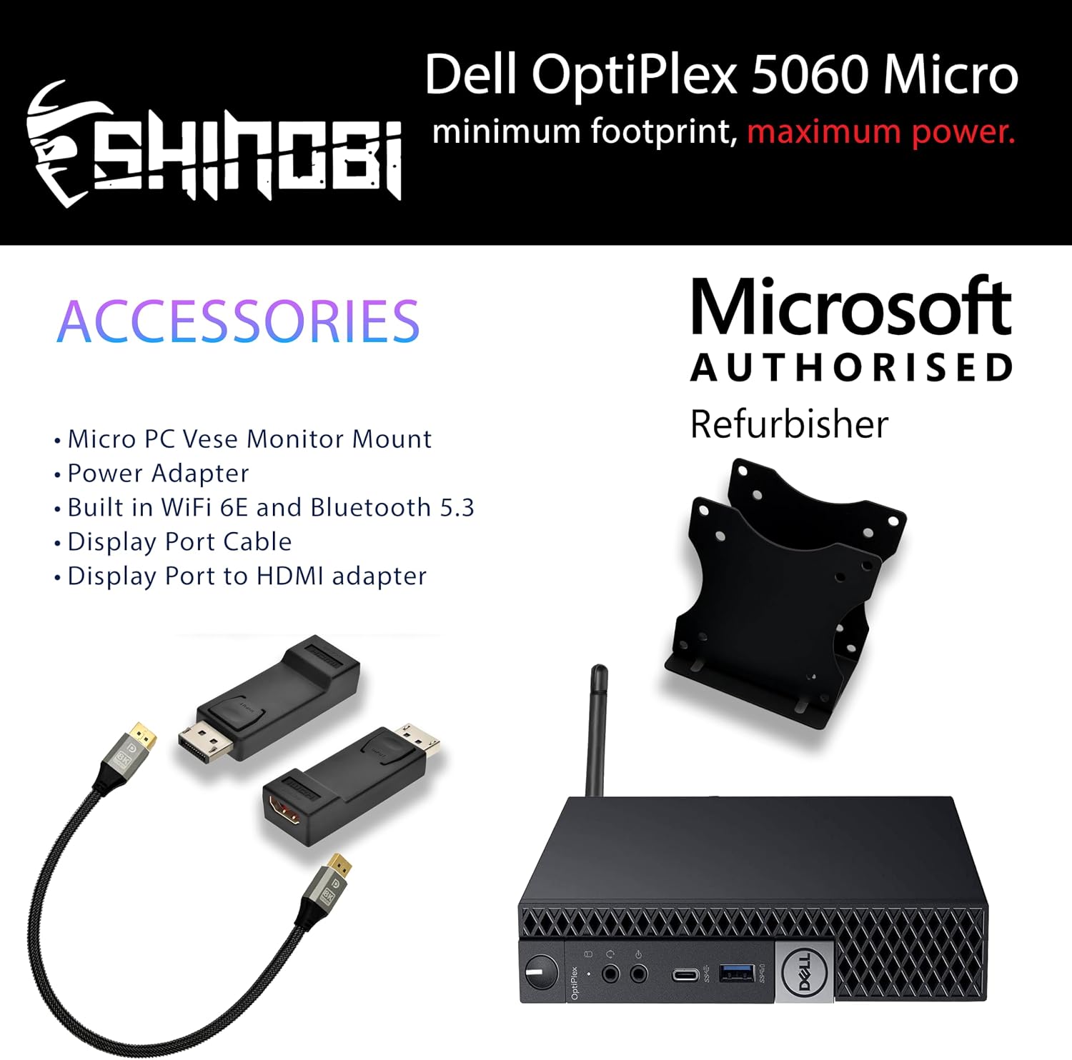 Dell OptiPlex 5060 Micro PC | Intel Core i5-8500T | 16GB RAM | 512GB NVME | Windows 11 Pro | Built in WiFi 6E+BT 5.3 | Mini PC | Pc Monitor Mount (Renewed)