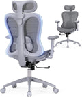 amseatec Ergonomic Office Desk Chair, Comfortable Computer Gaming Chair, Breathable Mesh Back & Seat, Adjustable Armrest & Headrest, Lumbar Support, Butterfly Design for Home Office, Gray