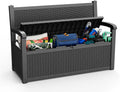 EasyUp 80 Gallon Outdoor Storage Bench Lockable Deck Box Outdoor Storage Box Waterproof for Patio,Garden,and Porch – Perfect for Storing Garden Tools and Cushions(Black)