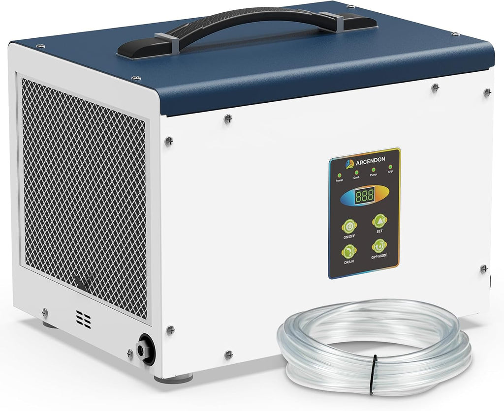 ARGENDON Crawl Space Dehumidifier with Pump, 70 Pint Compact Commercial Dehumidifier for Basement, Drain Hose, Auto Defrost, Memory Restart, Up to 1,000 Sq.Ft, ETL, 5-Year Limited Warranty