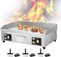 Commercial Electric Griddle, Stainless Steel Teppanyaki Grill Pancake Maker, Nonstick Barbecue Hot Plate, with 3 Cleaning Scoops and 3 Cleaning Brushes,4400W,