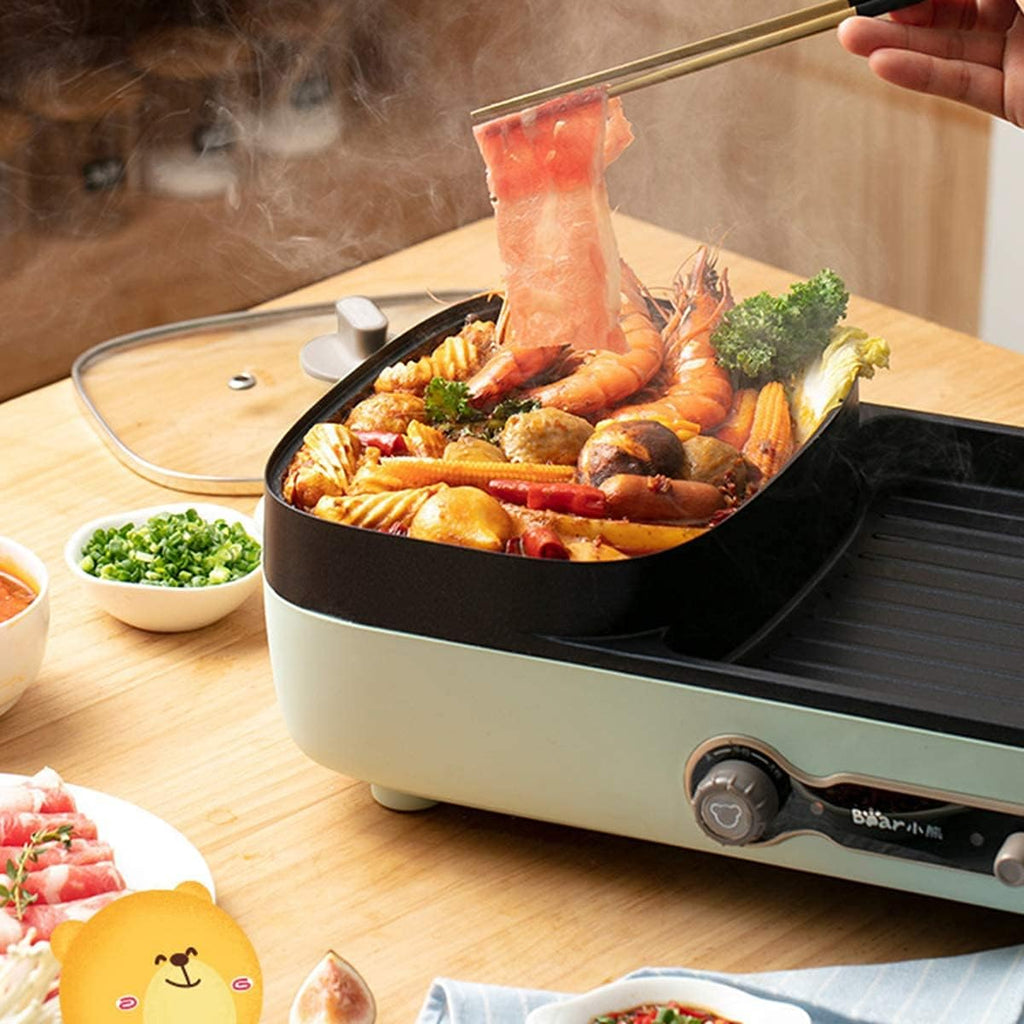 BBQ Smokeless Grill Electric Hot Pot and BBQ Grill, 2000W Multifunctional Smokeless BBQ Hot Pot Integrated Kitchen Pot Large Capacity Family Party Kitchenware