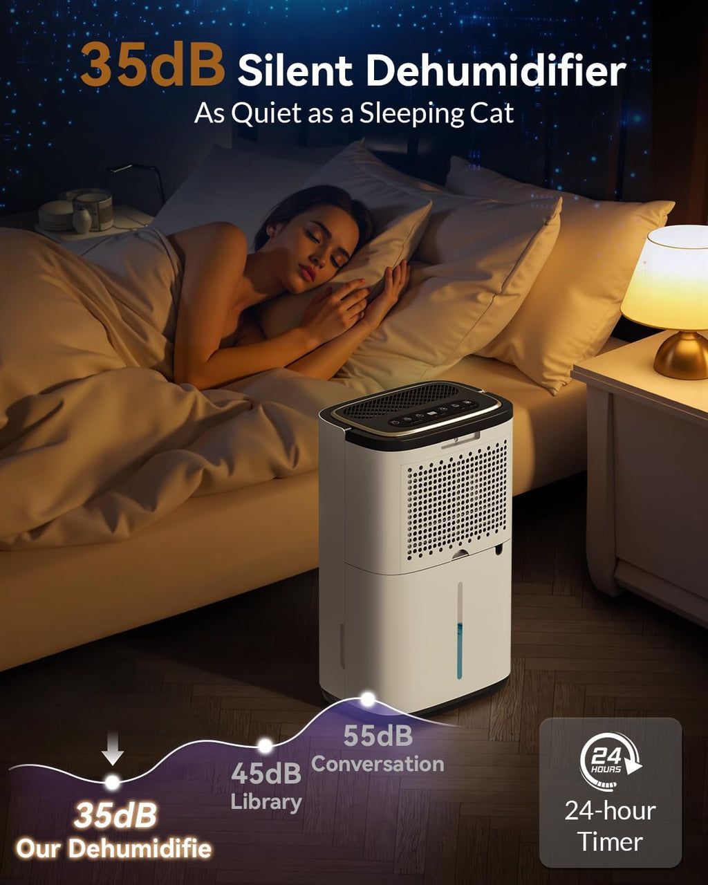 3000 Sq. Ft. Dehumidifier for Basement, 30 Pint Quiet Dehumidifiers for Home with Drain Hose, Smart Humidity Control, 24H Timer & Child Lock, Ideal for Large Rooms, Bathroom, Bedroom, Garage