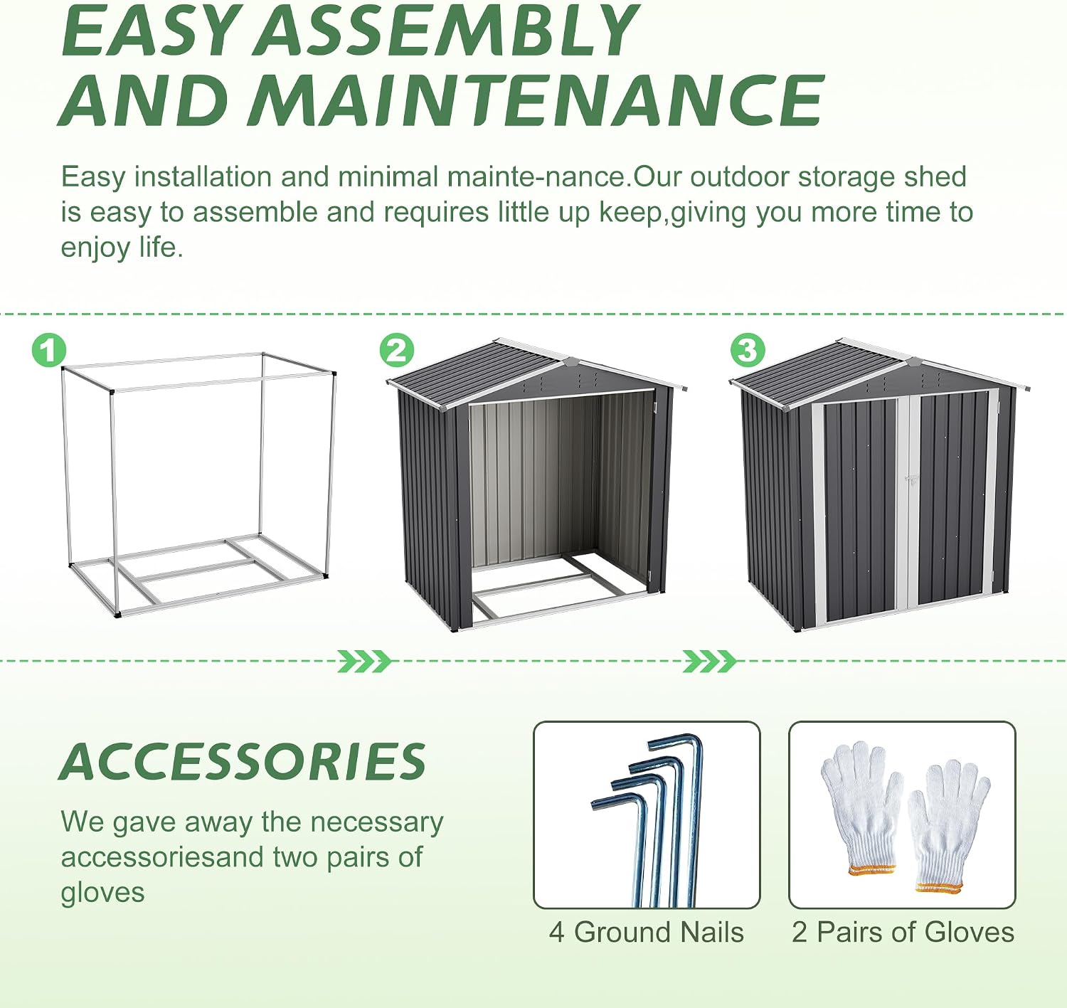Outdoor Storage Shed 6 X 4ft Metal Utility Tool Sheds with Floor Frame, Steel Garden Shed for Backyard Patio Lawn