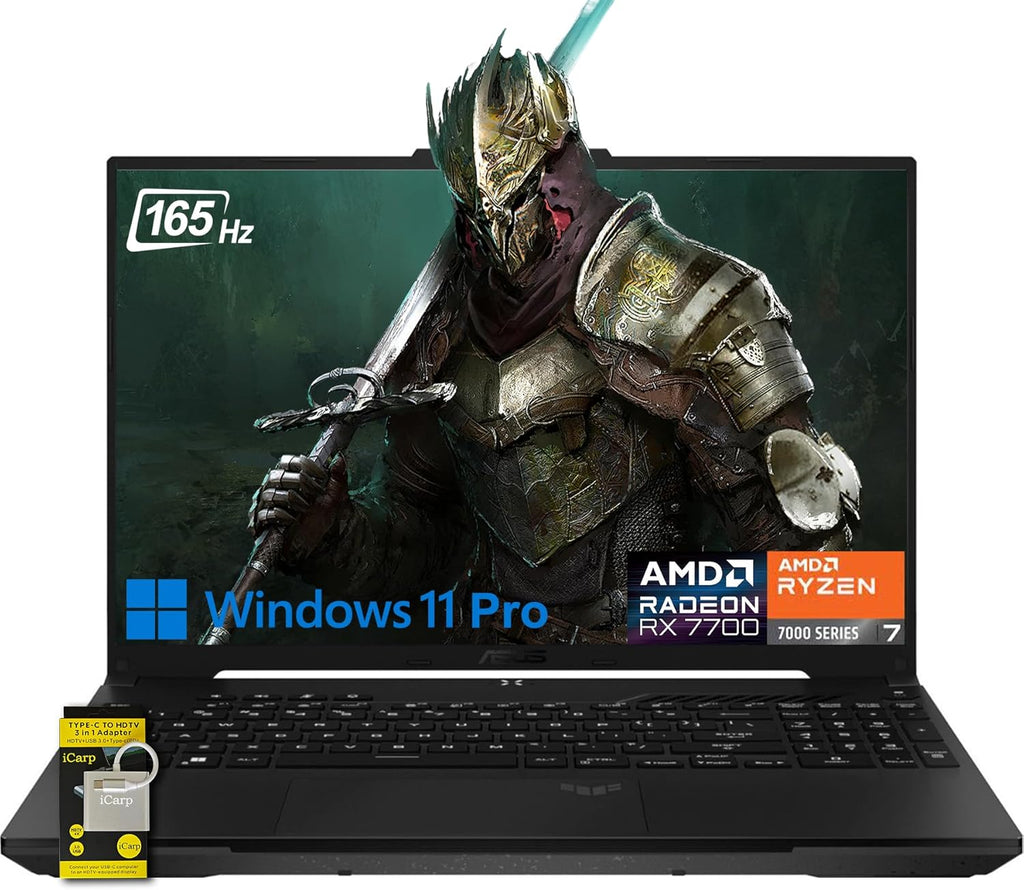 ASUS TUF Gaming A16 Laptop 16' WUXGA 165Hz 7ms 100% sRGB AMD Octa-core Ryzen 7 7735HS 64GB RAM 2TB SSD AMD Radeon RX 7700S 8GB (>RTX4060) Backlit USB-C USB4 Fast Charging Win11 Pro w/ICP Accessory