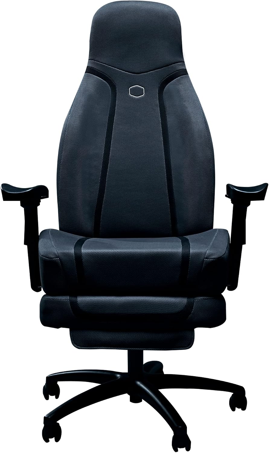 Cooler Master Synk X Ultra Black Ergonomic Real-Time Tactile Immersion Chair, Retractable Leg Rest, All-in-one Controller, Breathable Fabric, Stable Rolling Base, Solid Structure (IXC-SX1-K-US1)