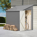 4x8 Ft Outdoor Metal Lean to Storage Shed - Garden Cabinet for Backyard & Patio, Gray