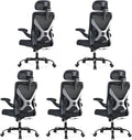 Ergonomic Office Chair - X-Shaped Computer Desk Chair Comfy, Gaming Chair, Office Chair with Lumbar Support, Mesh Office Chairs with Headrests, Desk Chair for Long Hours, Black Silver, Pack of 5