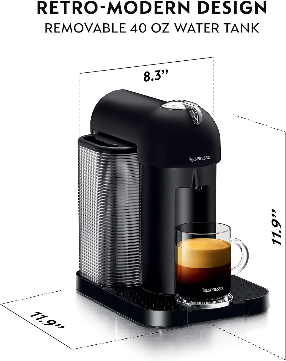 Nespresso Vertuo Coffee and Espresso Maker by Breville, Matte Black, 400 mL Capacity