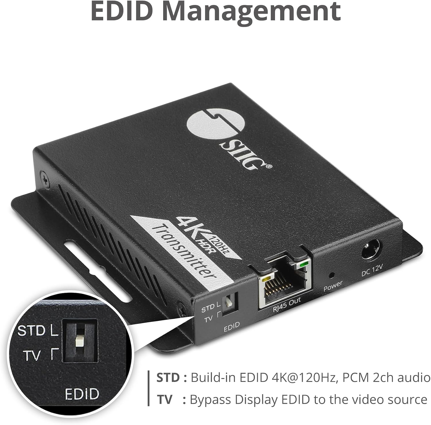 SIIG 4K 120Hz HDMI Extender Over CAT6/7 – Up to 132ft (40M), 4K @120Hz, Dual IR, 32Gbps, HDR10, HDCP 2.3, DSC 1.2a, EDID, Near Zero Latency (CE-H27L11-S1)