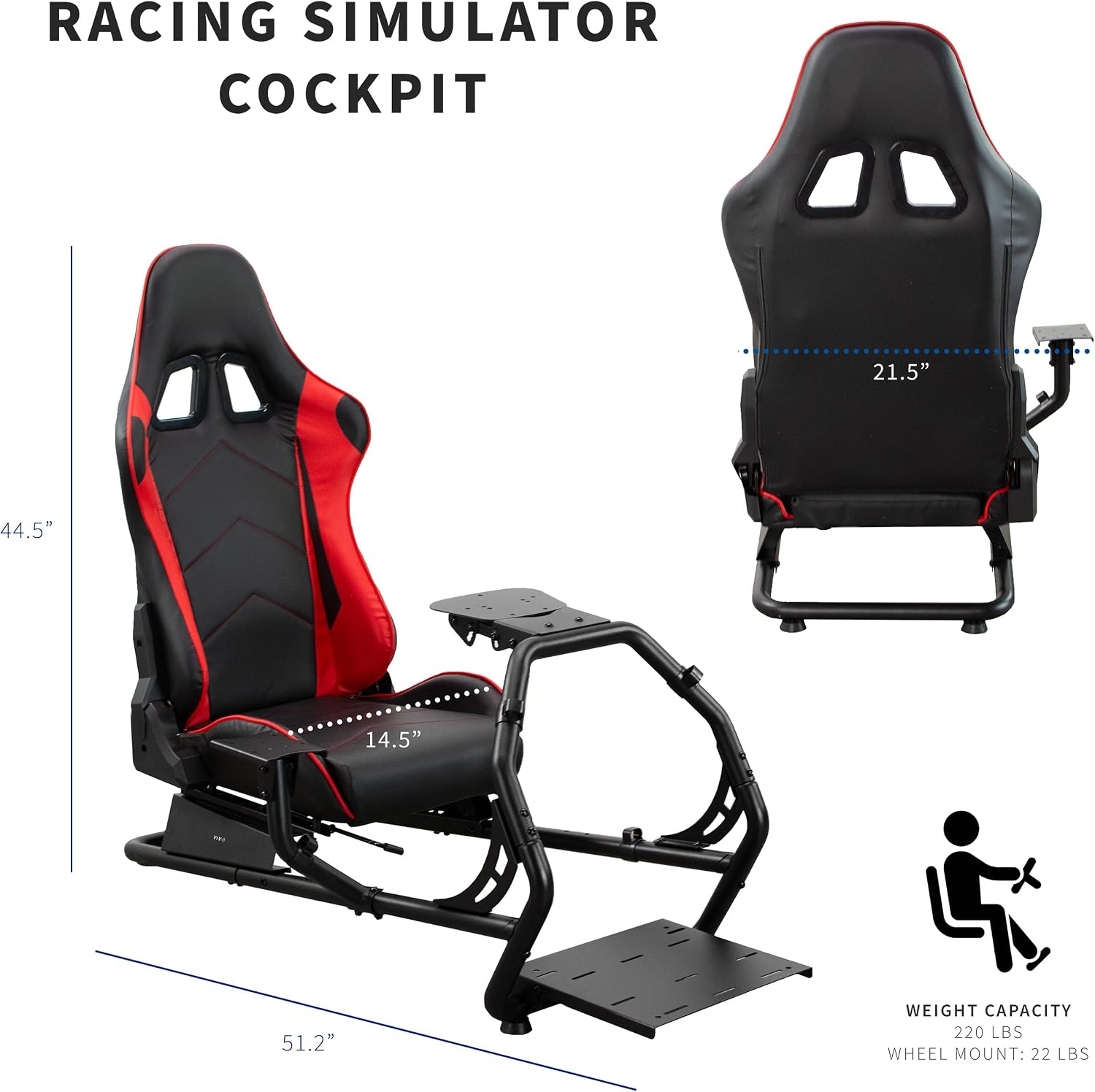 VIVO Racing Simulator Cockpit with Wheel Stand, Gear Mount, Chair and Frame Only, Fits Logitech, Thrustmaster, Fanatec, Compatible with Xbox One, PlayStation, PC Video Game, Red Stripe, STAND-RACE1B