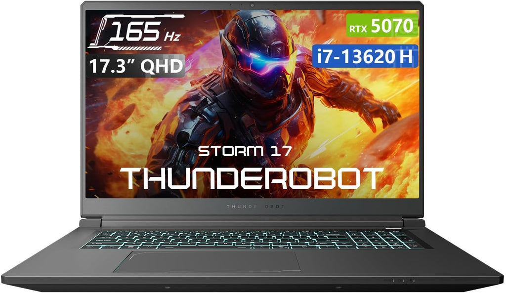 Thunderobot Storm 17 5070 Gaming Laptop, 17.3' QHD 165Hz 2K Display, Core i7-13620H, GeForce RTX 5070, 32GB DDR5 RAM, 1TB SSD, RGB Backlit Keyboard, HDMI, Wi-Fi 6, Win11 Home