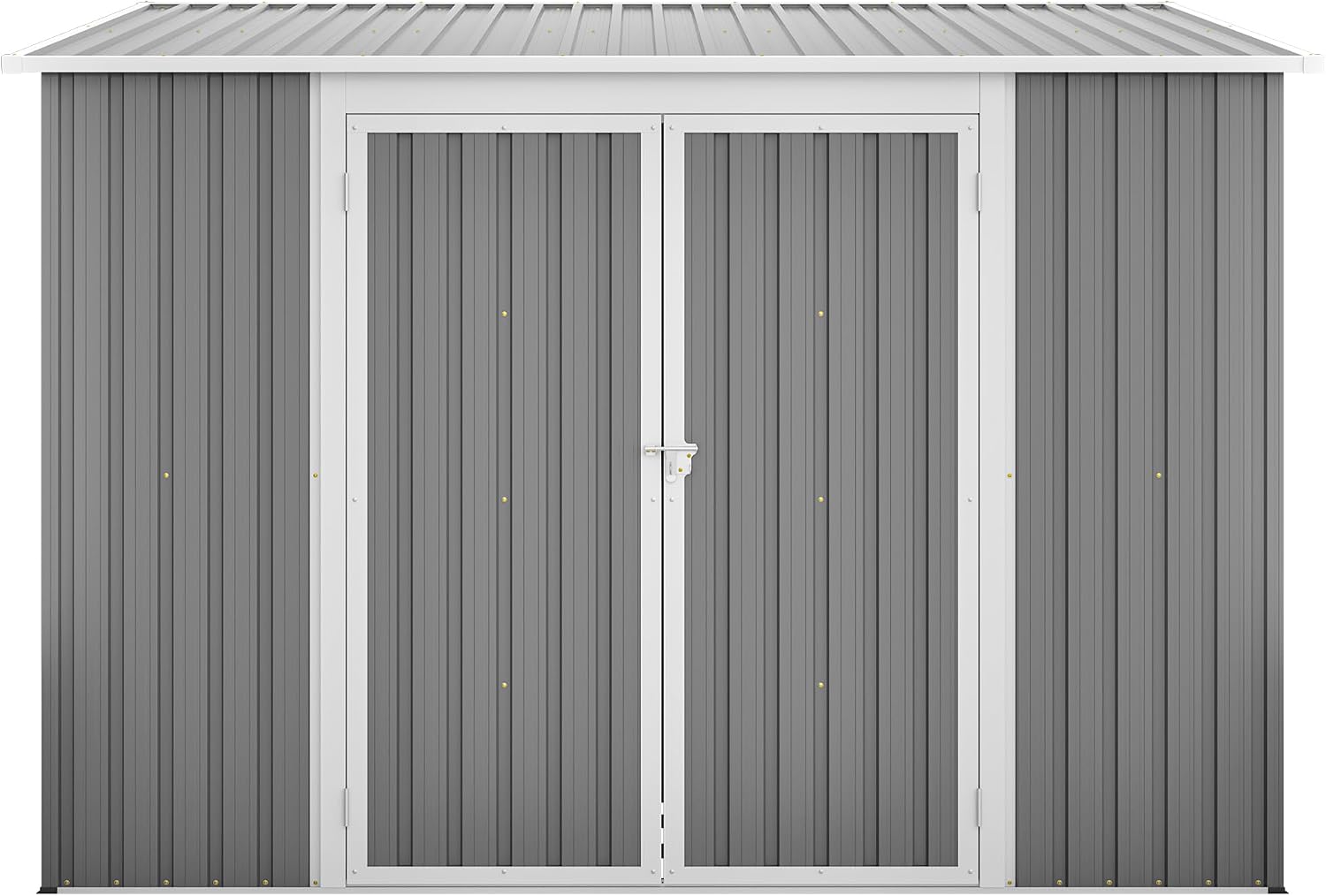 8x6 FT Outdoor Storage Shed with Sloping Roof, Lockable Double Doors & Adjustable Side Door, Weatherproof with Frame Floor, Compact Metal Tool Shed for Garden, Backyard and Patio