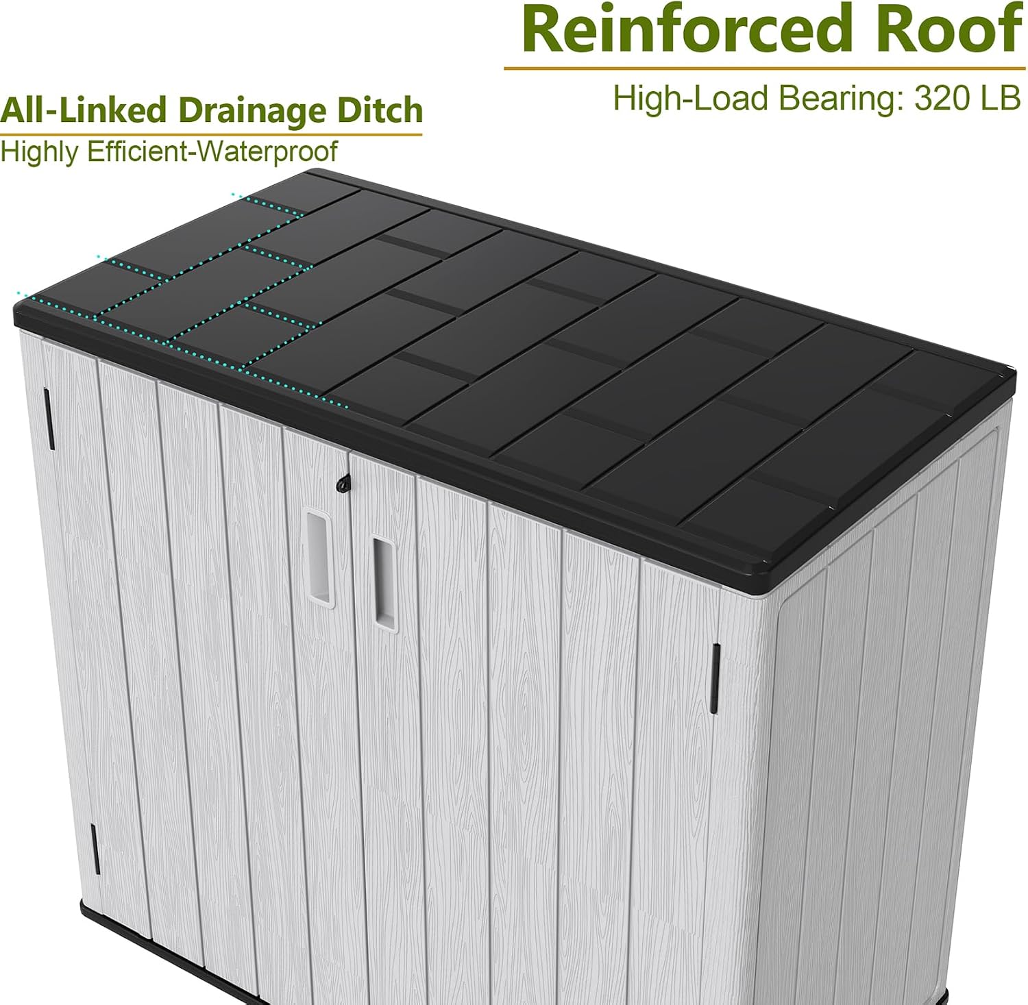 ZZM 37 Cu.ft Outdoor Storage Cabinet with One Tool Kit, Horizontal Storage Shed for Garage, Bike, Garbage Cans, Garden Accessories