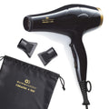 Olivia Garden 1875W Ceramic + Ion Professional Hair Dryer for Men and Women - Fast Drying Blow Dryer - Powerful Ionic Generator - 3 Heat Settings - With 2 Nozzles and Storage Bag