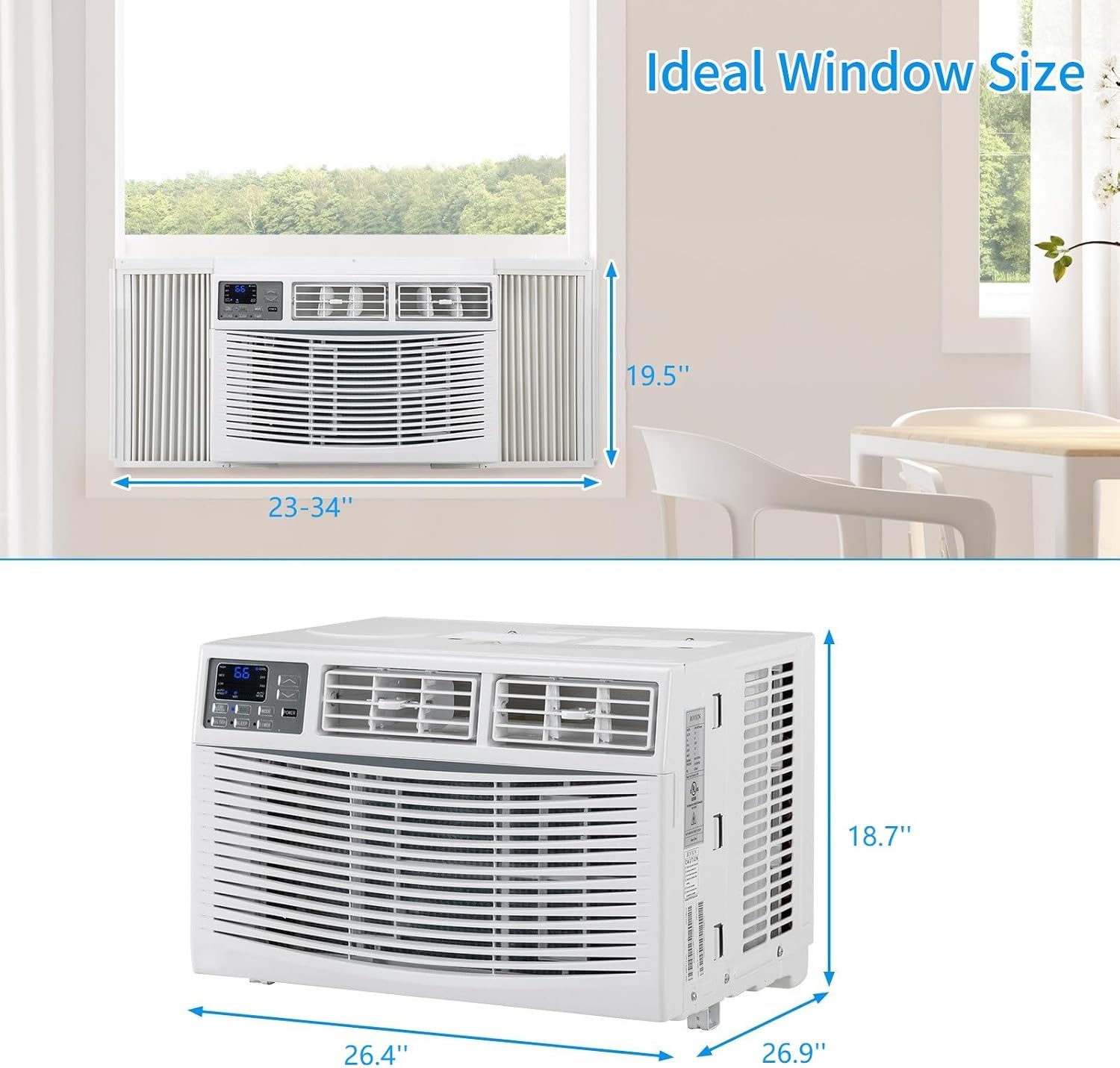 ROVSUN 24000 BTU Air Conditioner Window Unit, 3-in-1 Window AC Unit Cooler, Dehumidifier & Fan with Timer, Remote Control & Installation Kit, Cooling Rooms up to 1500 Sq. Ft, 230V/60Hz, White & Grey