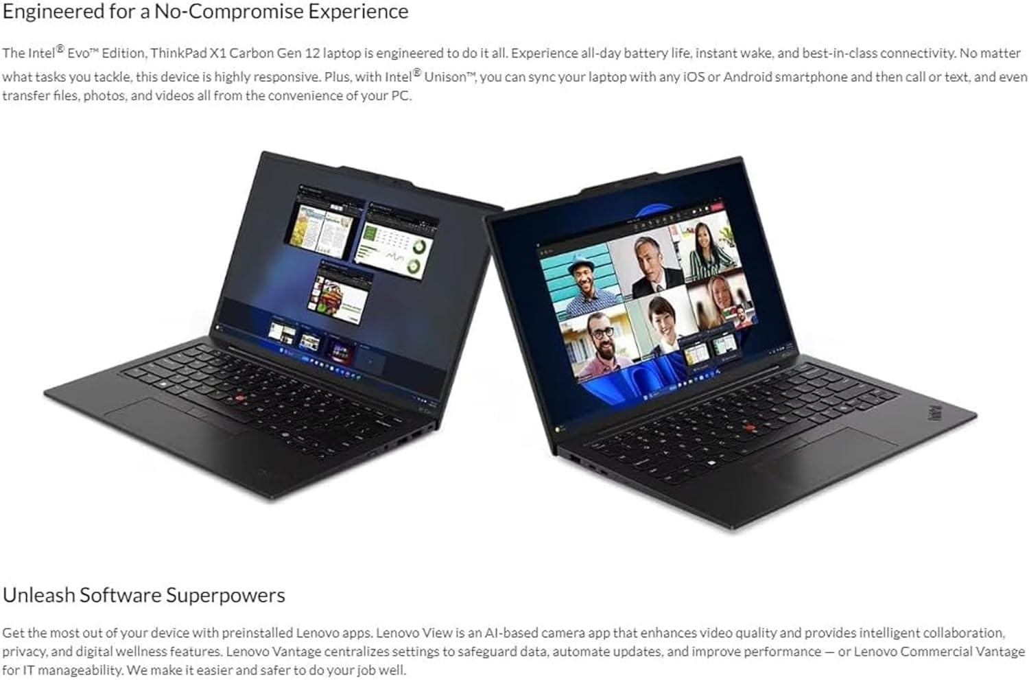 Lenovo Gen 12 ThinkPad X1 Carbon Laptop with Intel Ultra 7 155H Processor, 14' WUXGA 100% sRGB Touchscreen, 32GB DDR5 RAM, 1TB Gen4 Performance SSD, FHD+ IR+ RGB Camera, and Windows 11 Pro