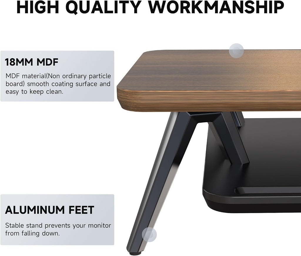 Fenge Dual Monitor Stand, Monitor Stands Riser for 2 Monitors, 42.5 Inch Monitor Stands Shelf with 12 Color LED Light for Office Desk
