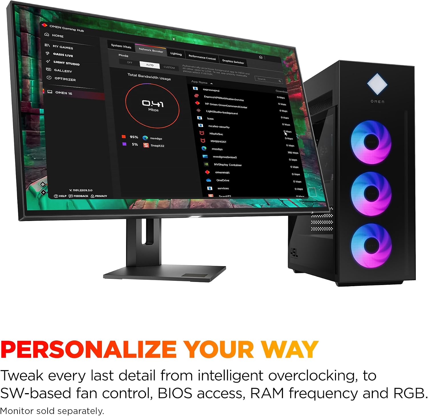 HP OMEN 45L Gaming Desktop, Intel Core Ultra 7 265K, 16 GB RAM, 1 TB SSD, NVIDIA GeForce RTX 5070, Windows 11 Pro, Microsoft Copilot, Tempered Glass, GT22-3050 (2025)