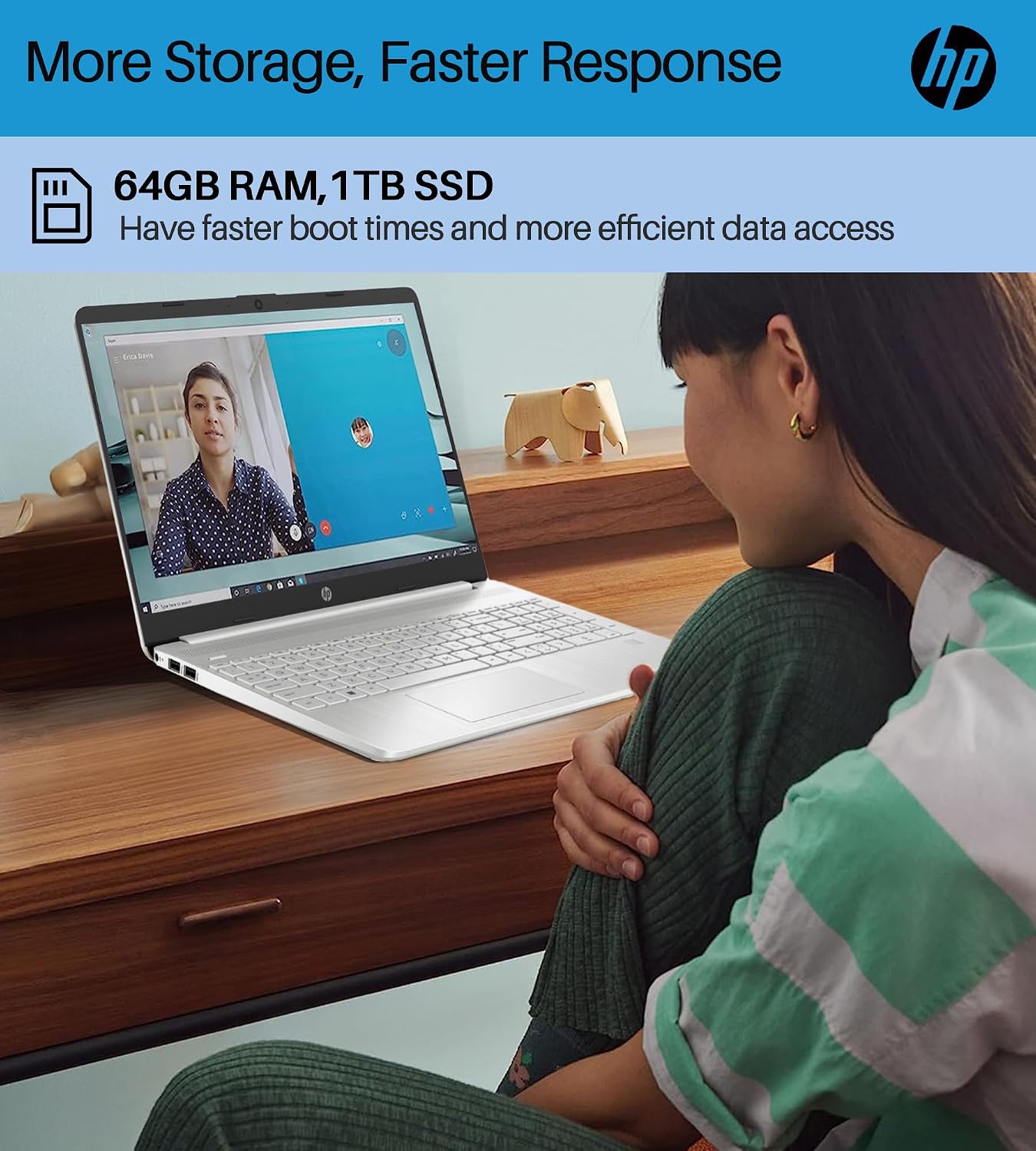 HP 2024 15.6' Touchscreen Laptop - with Microsoft Office Lifetime License, Intel i3-1215U, 64GB RAM, 2TB SSD, Long Battery Life, Micro-Edge, Bluetooth, Wi-Fi, Thin & Light, Windows 11 Pro
