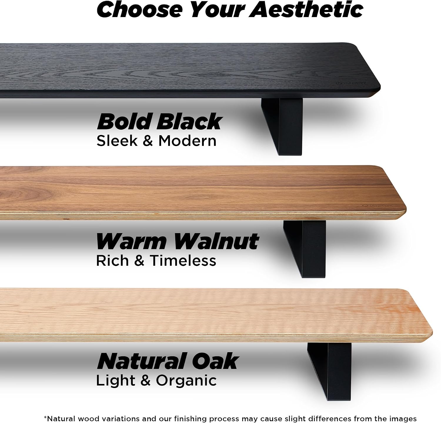 ULTRARM Moodular Wooden Monitor Stand 33.4' (85cm) Desk Organizer with Metal Slide Rails for Drawer, Tray, Laptop, Tablet, Phone & Headphones Customizable Riser for Organized Workspace Oak MS85-O